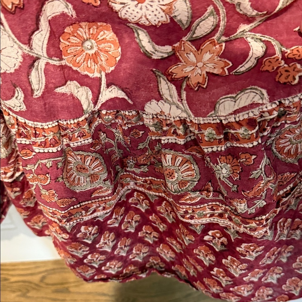 Bohemian Fox & Hen Boutique Burgundy Floral Long Sleeve Dress XL - Picture 5 of 11